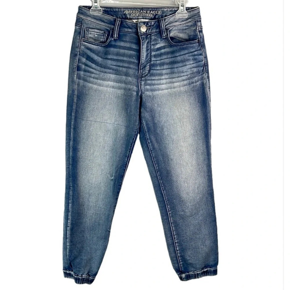 AMERICAN EAGLE Super Stretch Jogger Jeans Blue Medium Wash *As Is* Size 4 - Picture 2 of 13